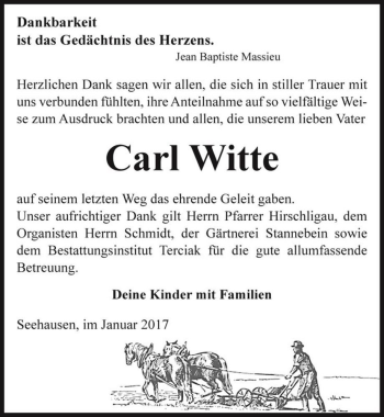 Traueranzeige von Carl Witte  von Magdeburger Volksstimme