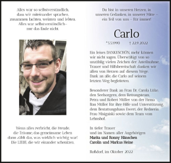 Traueranzeige von Carlo  von Magdeburger Volksstimme