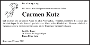Traueranzeige von Carmen Kutz  von Magdeburger Volksstimme