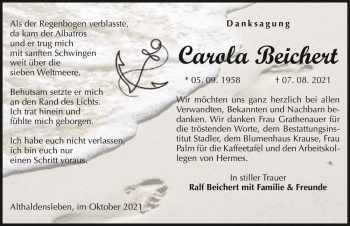 Traueranzeige von Carola Beichert  von Magdeburger Volksstimme