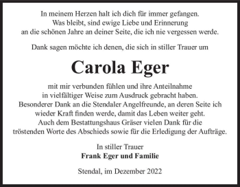 Traueranzeige von Carola Eger  von Magdeburger Volksstimme