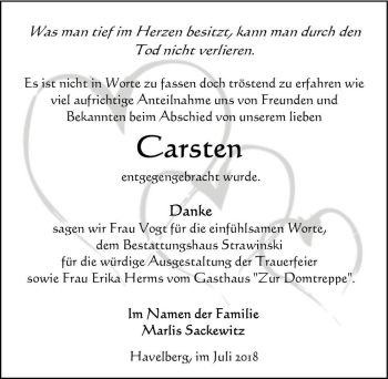 Traueranzeige von Carsten  von Magdeburger Volksstimme