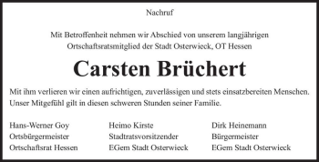 Traueranzeige von Carsten Brüchert  von Magdeburger Volksstimme