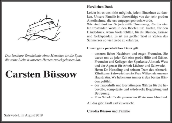 Traueranzeige von Carsten Büssow  von Magdeburger Volksstimme