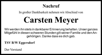 Traueranzeige von Carsten Meyer  von Magdeburger Volksstimme