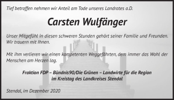 Traueranzeige von Carsten Wulfänger  von Magdeburger Volksstimme