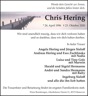 Traueranzeige von Chris Hering  von Magdeburger Volksstimme