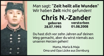 Traueranzeige von Chris N.-Zander  von Magdeburger Volksstimme