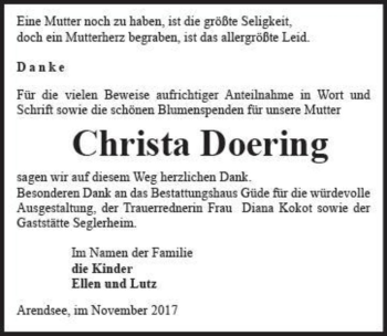 Traueranzeige von Christa Doering  von Magdeburger Volksstimme