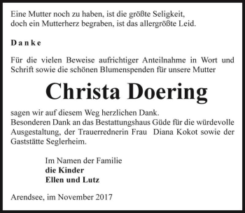 Traueranzeige von Christa Doering  von Magdeburger Volksstimme