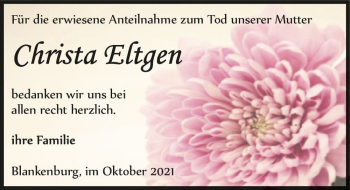 Traueranzeige von Christa Eltgen  von Magdeburger Volksstimme
