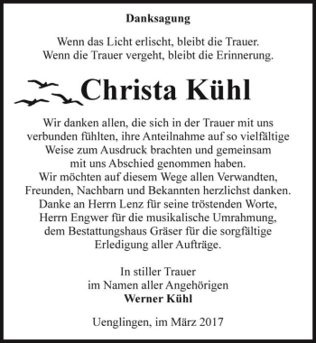 Traueranzeige von Christa Kühl  von Magdeburger Volksstimme