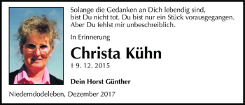 Traueranzeige von Christa Kühn  von Magdeburger Volksstimme