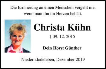 Traueranzeige von Christa Kühn  von Magdeburger Volksstimme