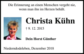 Traueranzeige von Christa Kühn  von Magdeburger Volksstimme