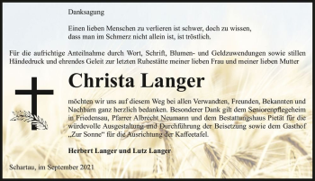 Traueranzeige von Christa Langer  von Magdeburger Volksstimme