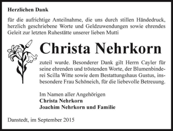 Traueranzeige von Christa Nehrkorn  von Magdeburger Volksstimme