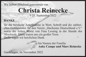 Traueranzeige von Christa Reinecke  von Magdeburger Volksstimme