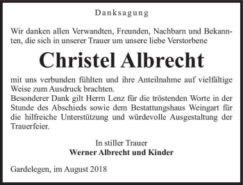 Traueranzeige von Christel Albrecht  von Magdeburger Volksstimme