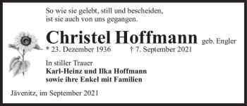 Traueranzeige von Christel Hoffmann (geb. Engler)  von Magdeburger Volksstimme