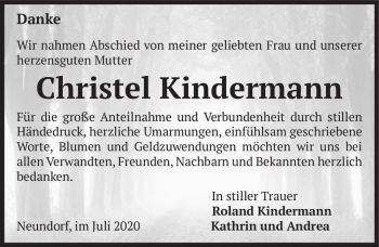 Traueranzeige von Christel Kindermann  von Magdeburger Volksstimme
