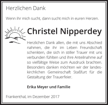 Traueranzeige von Christel Nipperdey  von Magdeburger Volksstimme
