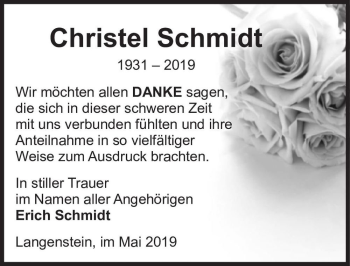 Traueranzeige von Christel Schmidt  von Magdeburger Volksstimme