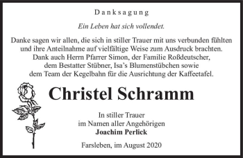 Traueranzeige von Christel Schramm  von Magdeburger Volksstimme