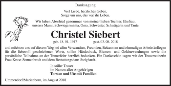 Traueranzeige von Christel Siebert  von Magdeburger Volksstimme