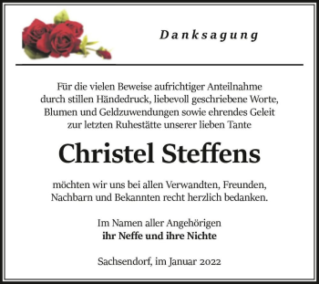 Traueranzeige von Christel Steffens  von Magdeburger Volksstimme