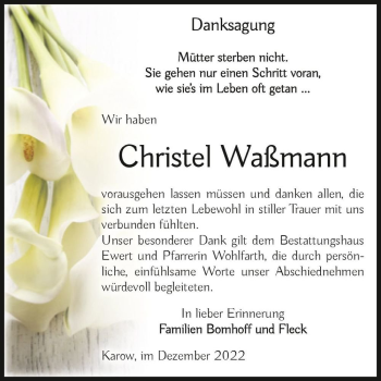 Traueranzeige von Christel Waßmann  von Magdeburger Volksstimme