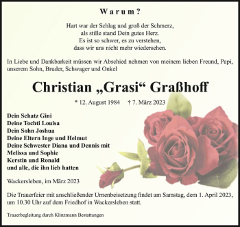 Traueranzeige von Christian Graßhoff von Magdeburger Volksstimme