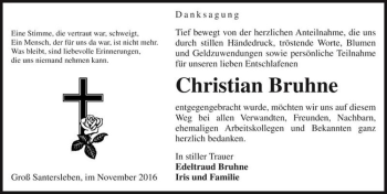 Traueranzeige von Christian Bruhne  von Magdeburger Volksstimme