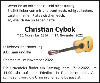 Traueranzeige von Christian Cybok  von Magdeburger Volksstimme