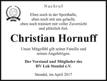 Traueranzeige von Christian Hornuff  von Magdeburger Volksstimme