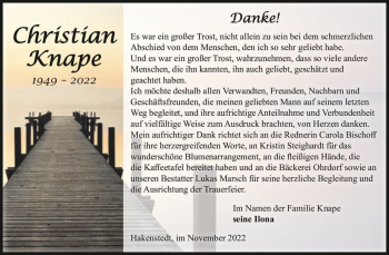 Traueranzeige von Christian Knape  von Magdeburger Volksstimme