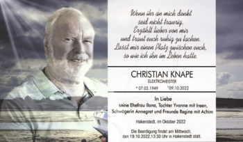 Traueranzeige von Christian Knape  von Magdeburger Volksstimme