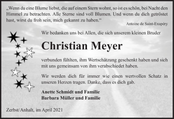 Traueranzeige von Christian Meyer  von Magdeburger Volksstimme