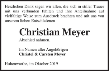 Traueranzeige von Christian Meyer  von Magdeburger Volksstimme