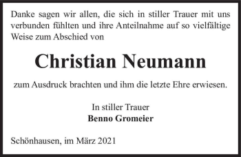 Traueranzeige von Christian Neumann  von Magdeburger Volksstimme