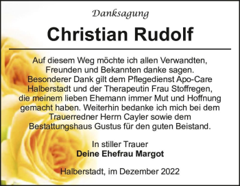 Traueranzeige von Christian Rudolf  von Magdeburger Volksstimme