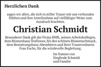 Traueranzeige von Christian Schmidt  von Magdeburger Volksstimme