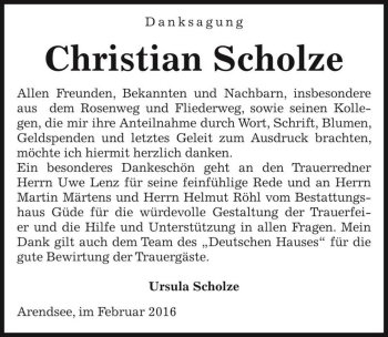Traueranzeige von Christian Scholze  von Magdeburger Volksstimme