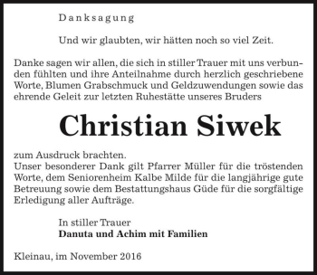 Traueranzeige von Christian Siwek  von Magdeburger Volksstimme