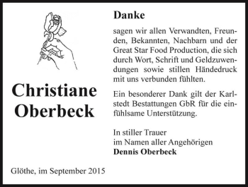 Traueranzeige von Christiane Oberbeck  von Magdeburger Volksstimme