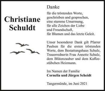 Traueranzeige von Christiane Schuldt  von Magdeburger Volksstimme