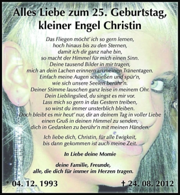 Traueranzeige von Christin  von Magdeburger Volksstimme