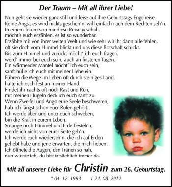 Traueranzeige von Christin Krost  von Magdeburger Volksstimme