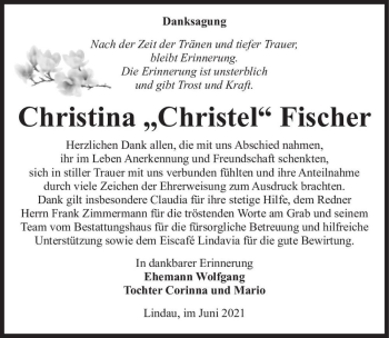 Traueranzeige von Christina 