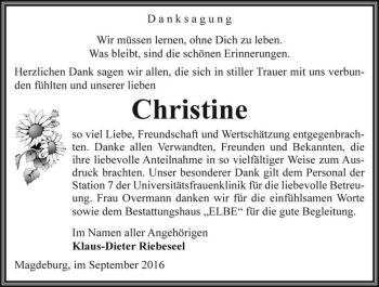 Traueranzeige von Christine  von Magdeburger Volksstimme